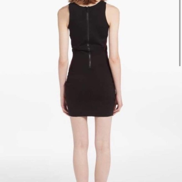 MAJE Destinee Burgundy Black Geometric Bodycon Sleeveless Mini Dress Size 3 - Picture 2 of 11